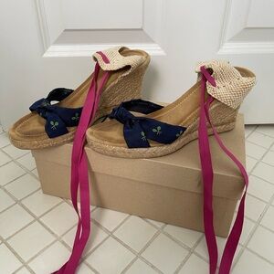 J.CREW Wedge Espadrille Sandals Navy